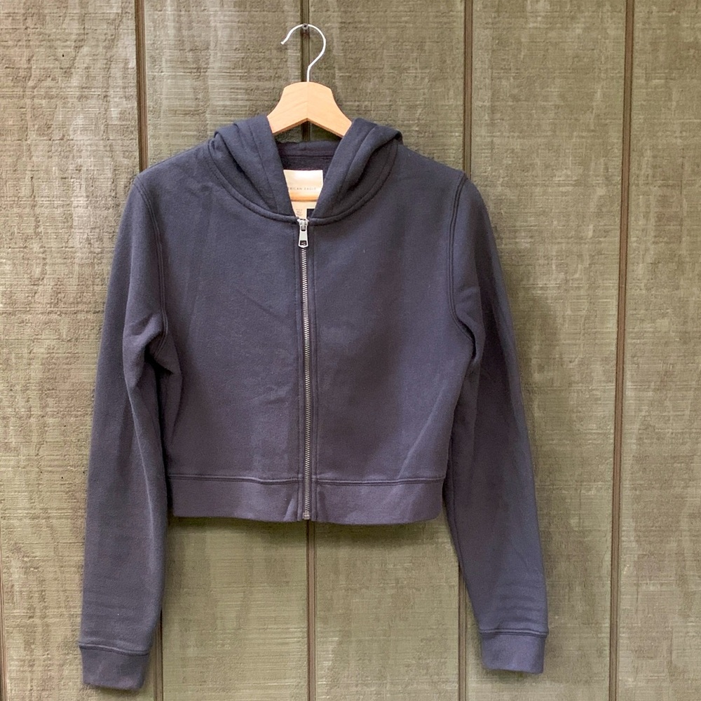 Classic Zip Front Cropped Hoodie